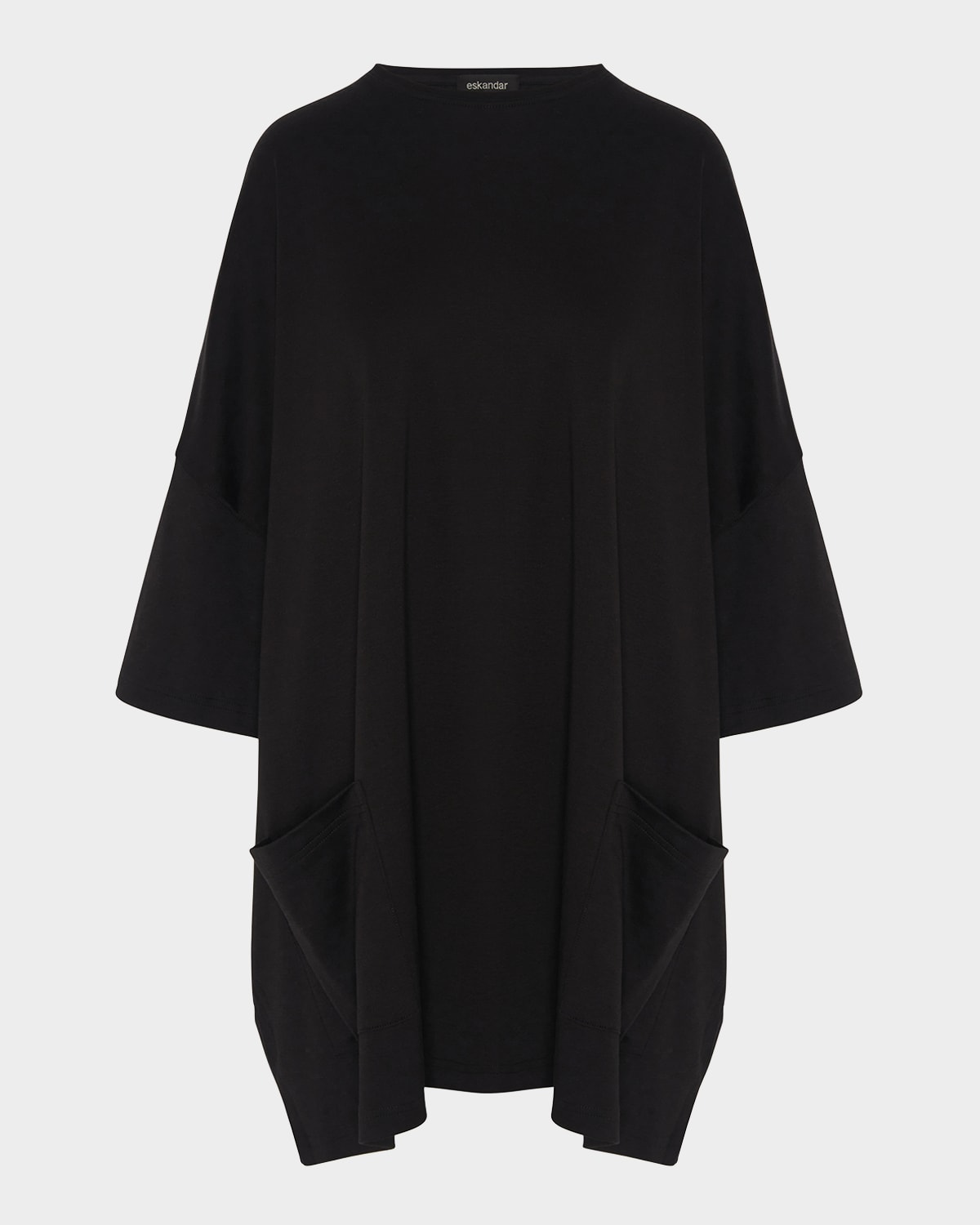 Eskandar Sloped-shoulder Round-neck Poncho (long Plus Length) In Black