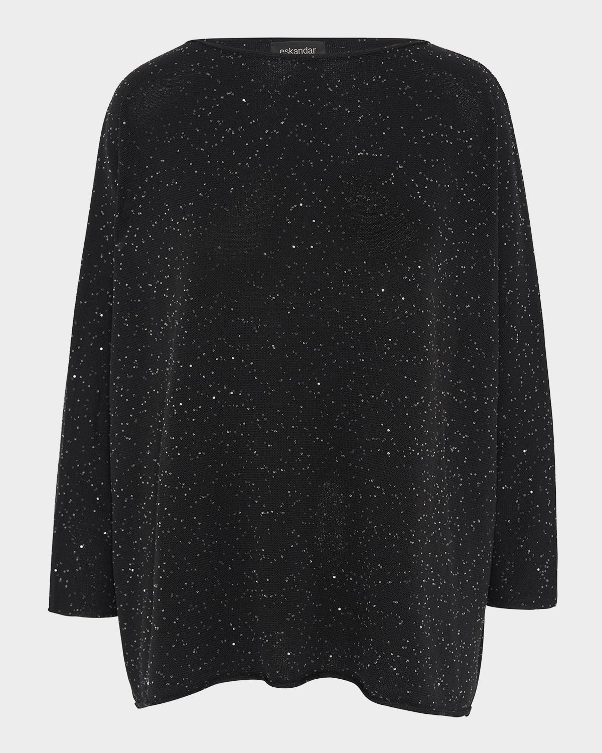 Shop Eskandar Slim Sleeve Sideways Knitted Sweater (mid Plus Length) In Black