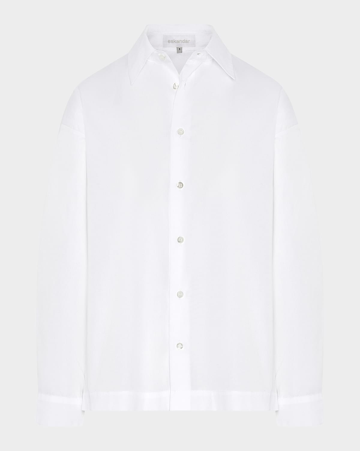 Eskandar Slim Shirt With Collar (regular Length) In White