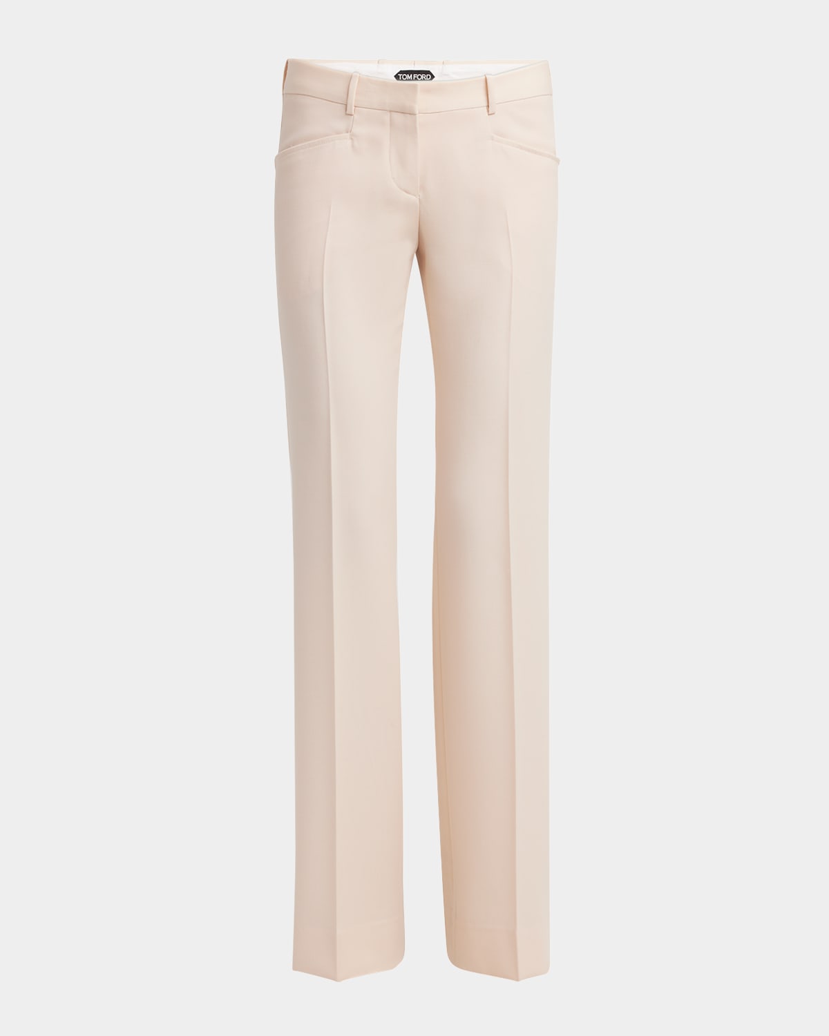 Tom Ford Low-waist Wool Flare Trousers In Light Blus