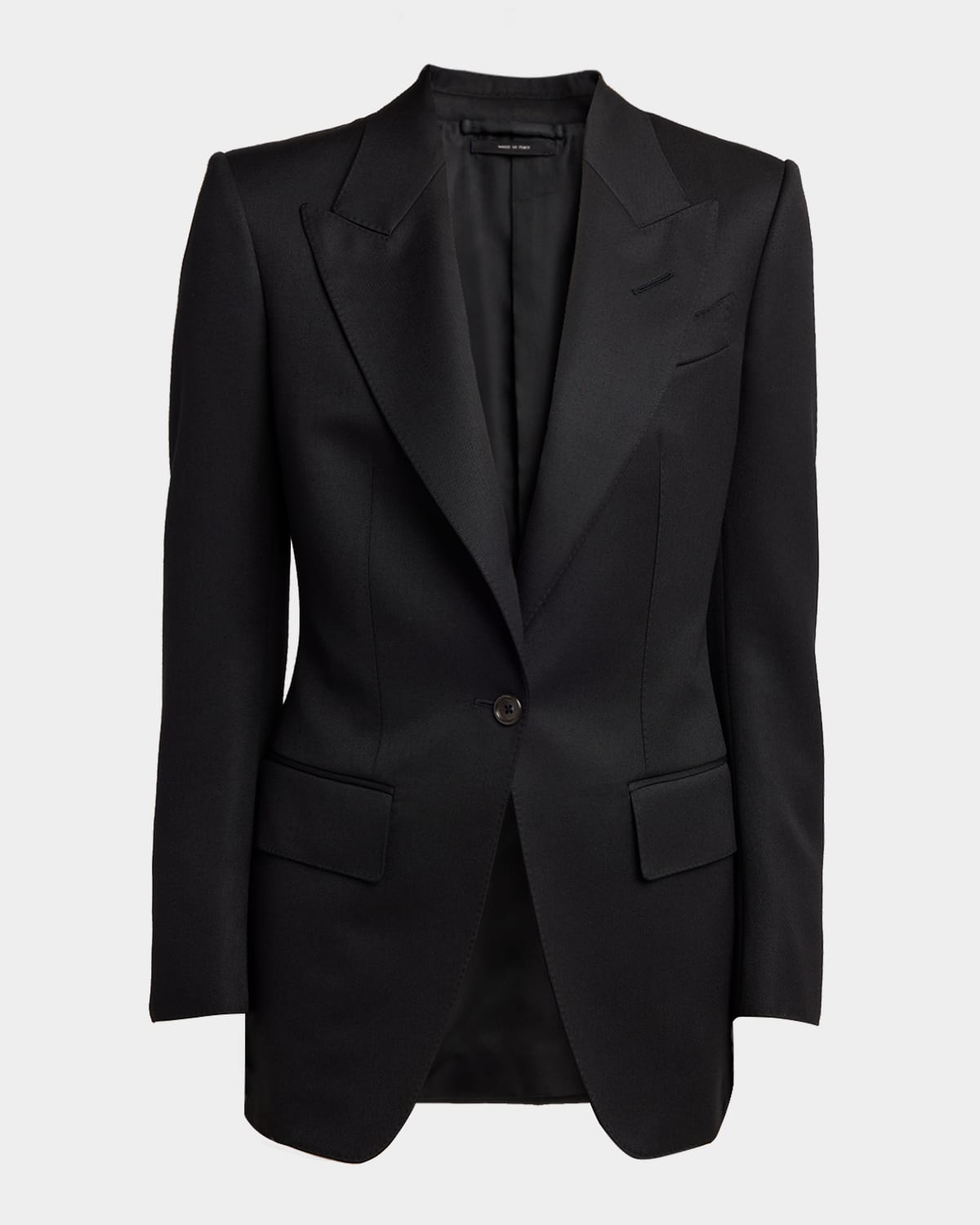 Single-Breasted Wool-Blend Blazer Jacket
