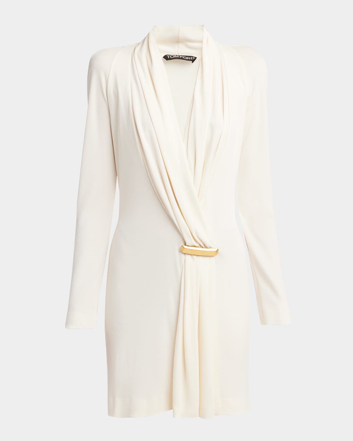 Tom Ford V-neck Draped Mini Dress With Buckle Detail In White