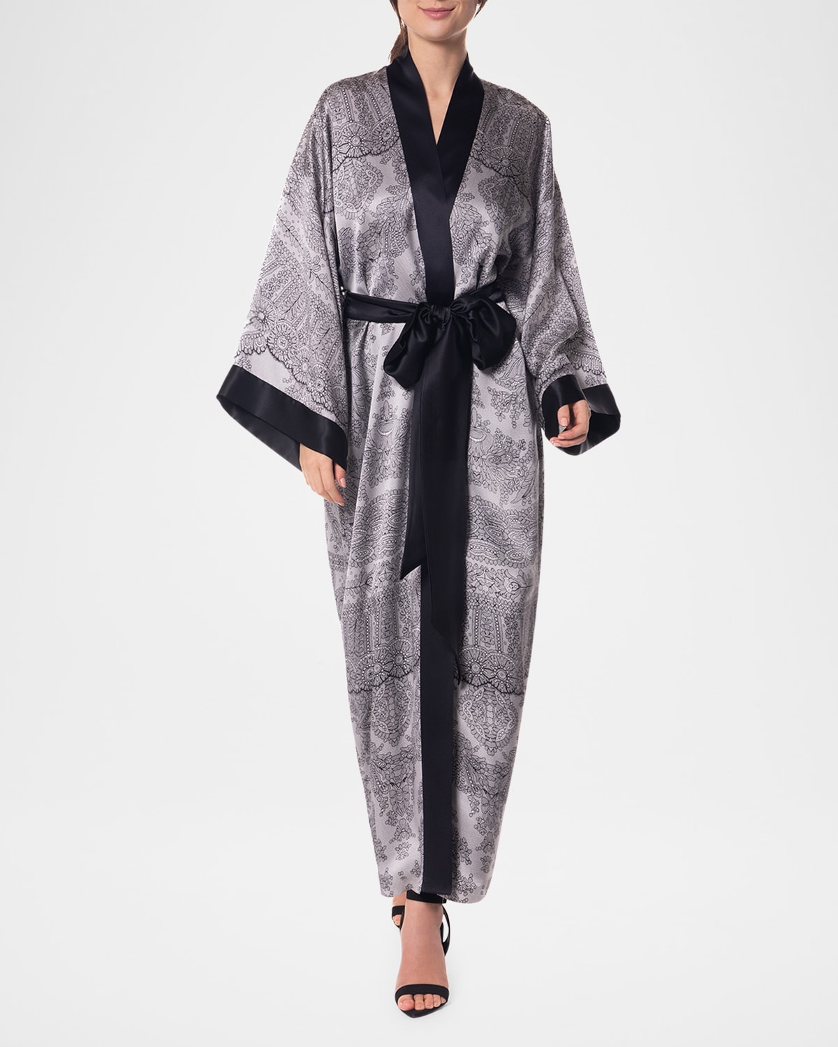 Bardot Lace-Print Silk Robe