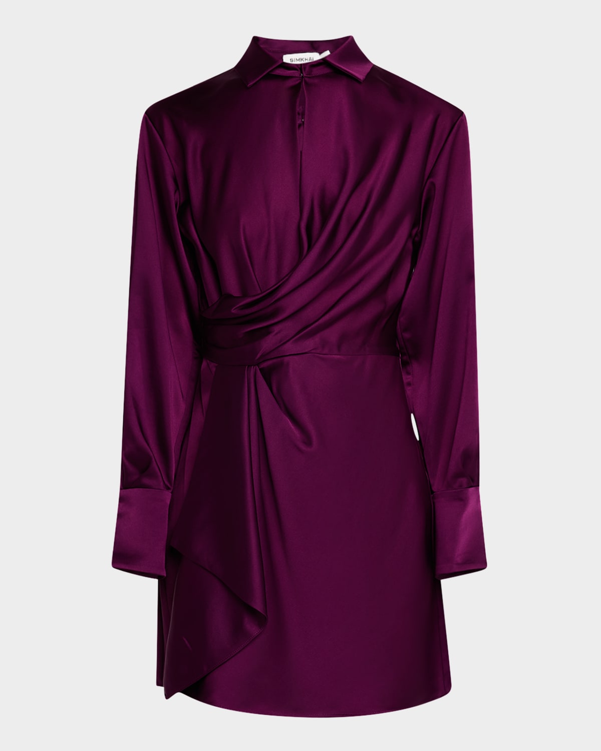 Shop Simkhai Talit Draped Satin Mini Dress In Acai