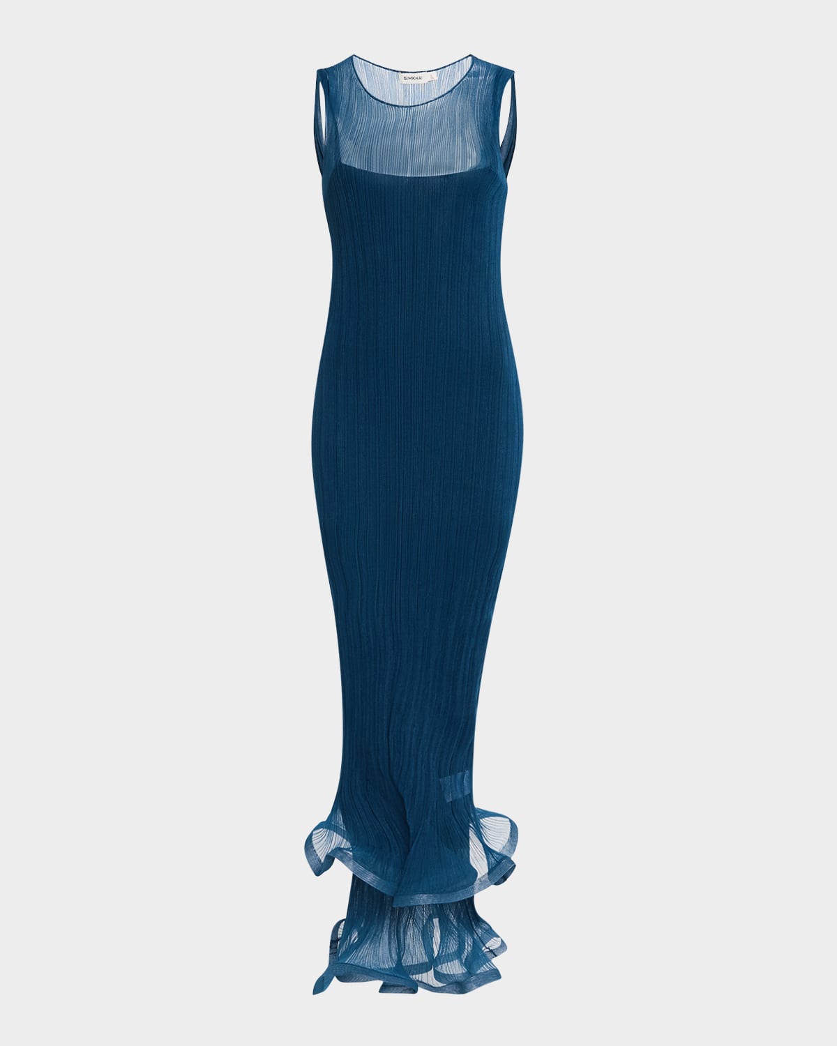 SIMKHAI DANIELLA SLEEVELESS RUFFLE MIDI DRESS 