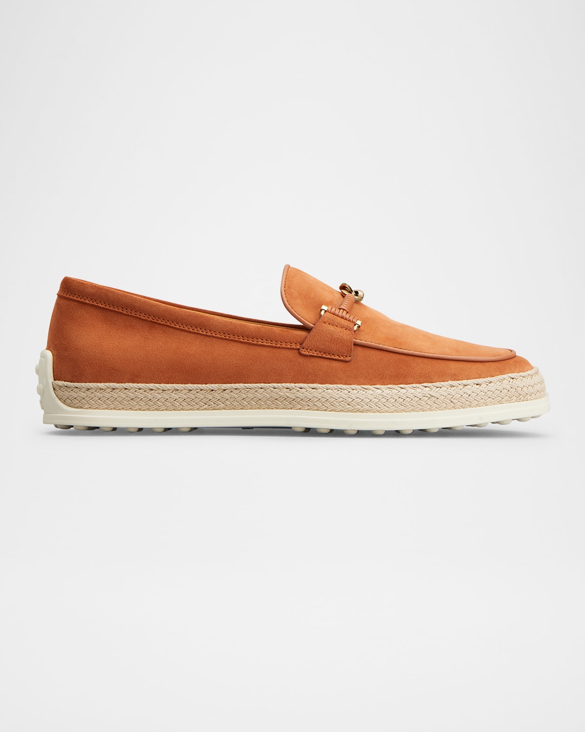 Tod's Suede And Raffia Slipper Loafers In Henne