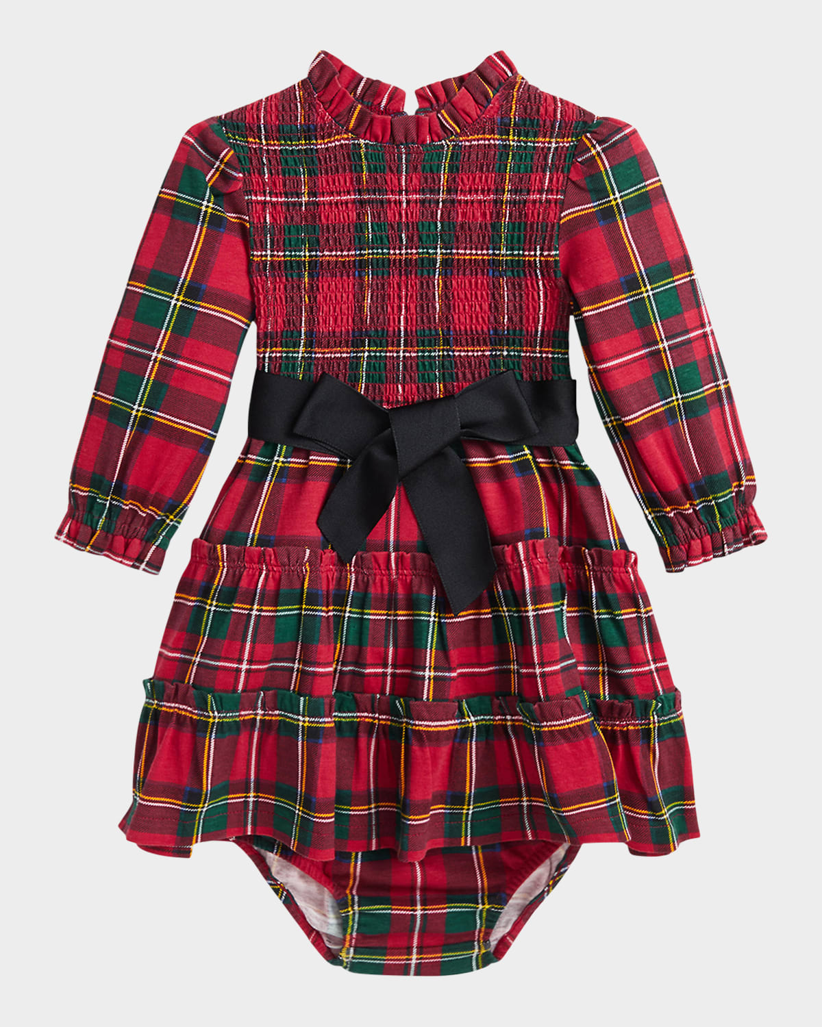 RALPH LAUREN GIRL'S PLAID-PRINT SMOCKED DRESS W/ BLOOMERS 