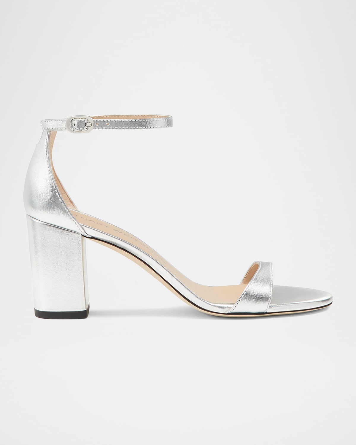 Stuart Weitzman Nudist Block 75 In Silver
