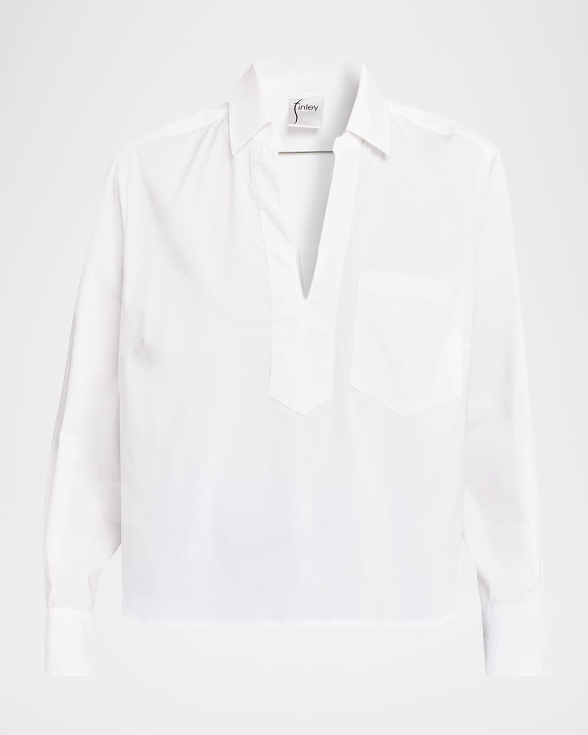 Finley Joni Boxy Silky Cotton Poplin Shirt In White