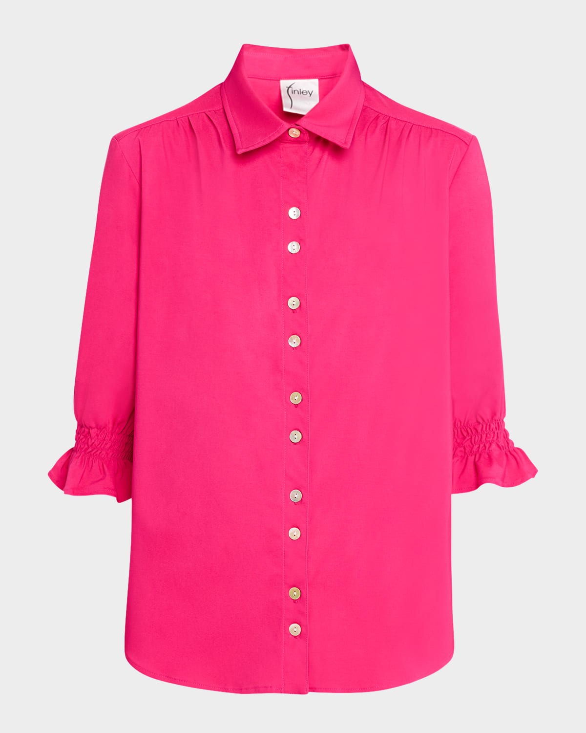 Shop Finley Sirena Button-down Solid Stretch Shirt In Fuschia