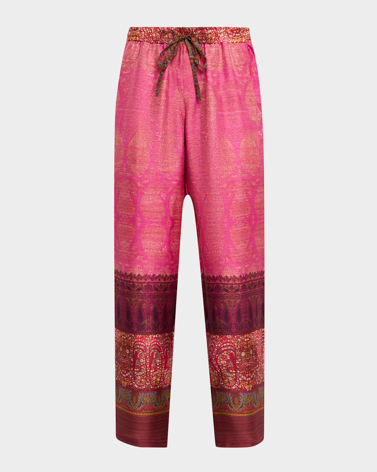 Pierre-louis Mascia Cropped Floral & Paisley-print Pants In Pink Multi