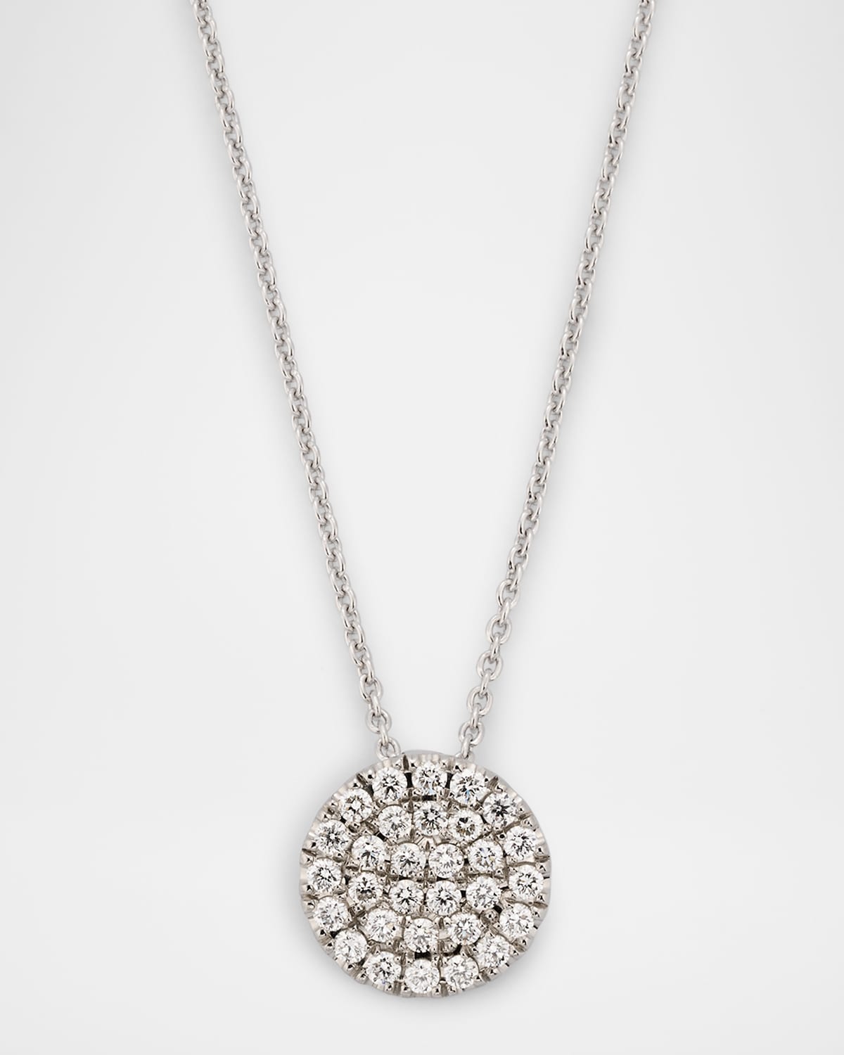 Sparkle 18K White Gold Petite Diamond Disc Pendant Necklace
