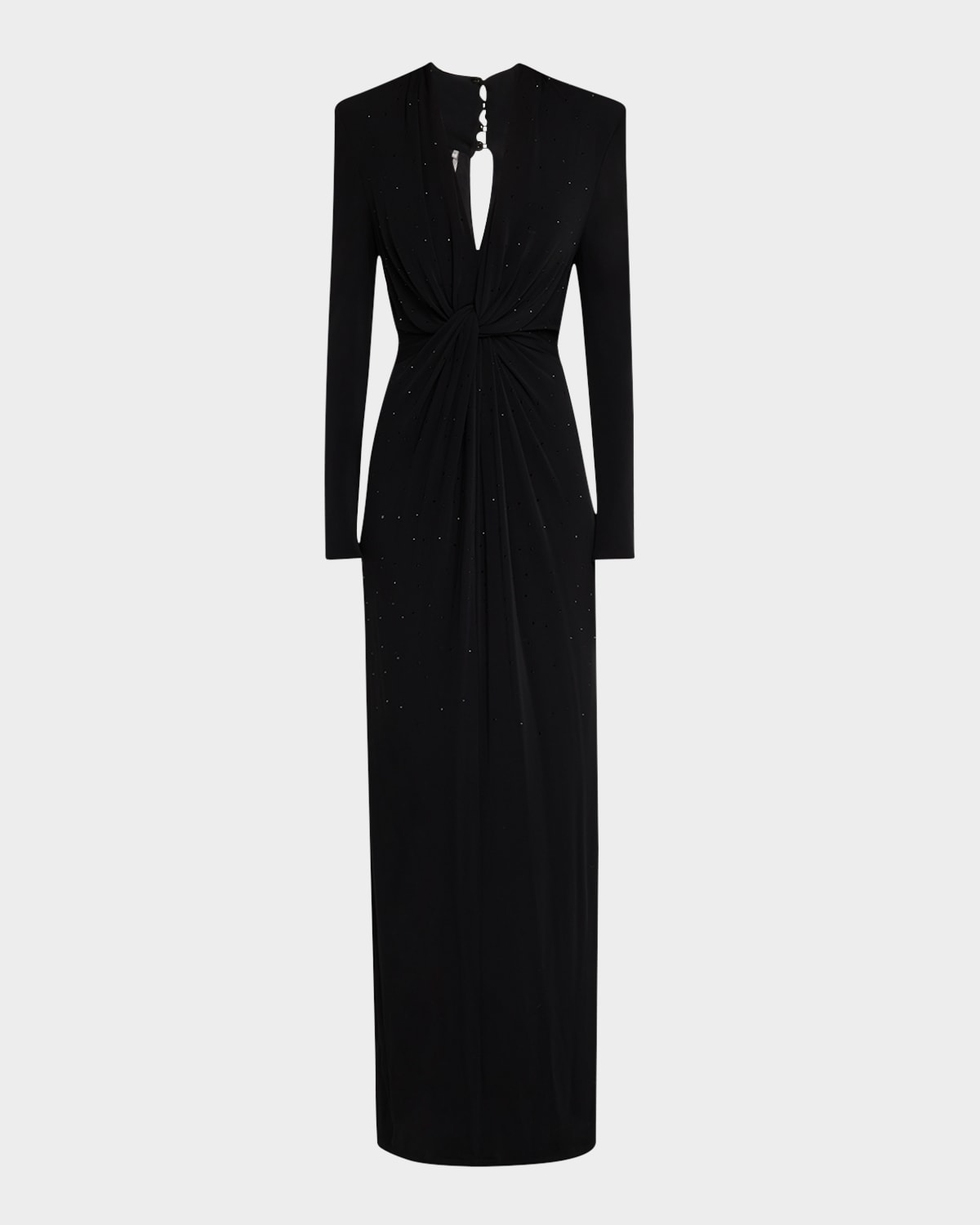 UNGARO TWIST-FRONT RHINESTONE GOWN 