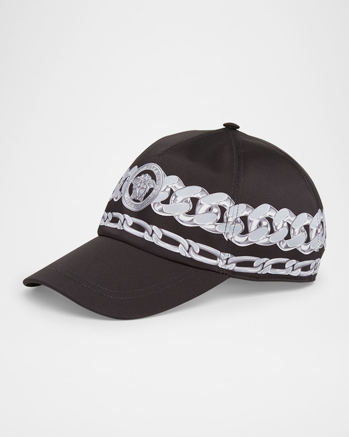 Versace Men's Medusa Chains Baseball Cap In Blacksilver