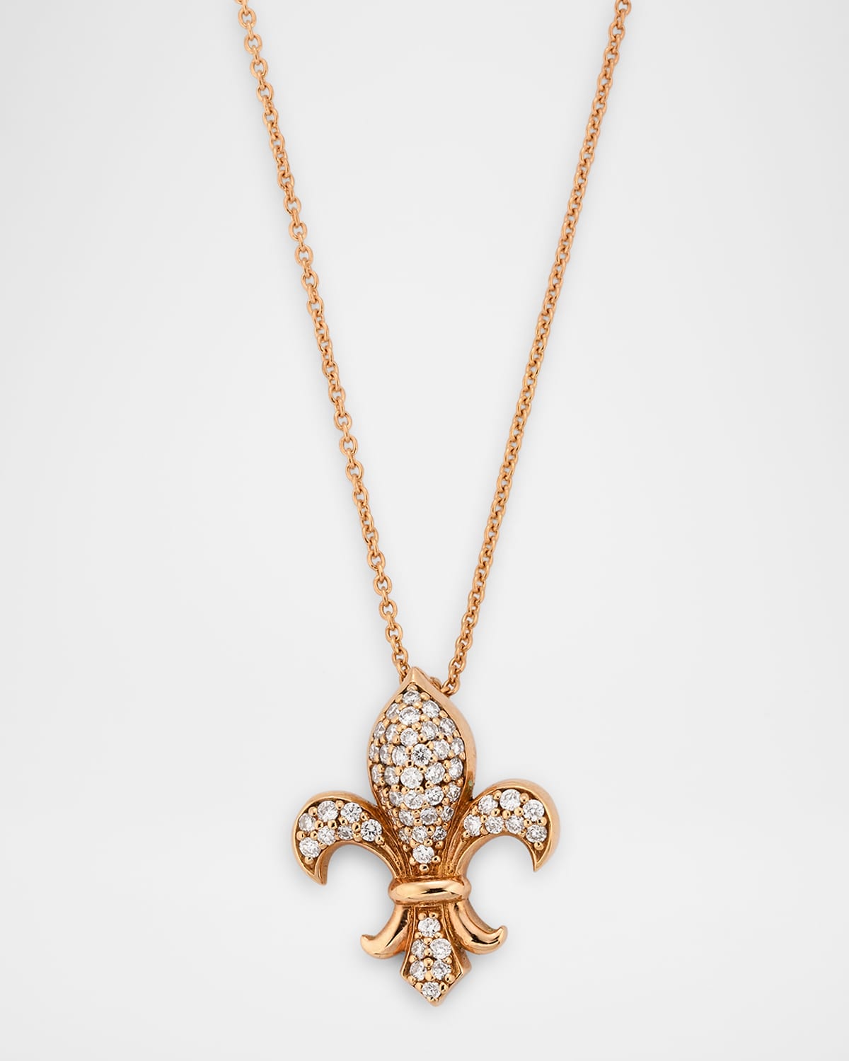 Talisman 18K Rose Gold Diamond Fleur De Lis Necklace