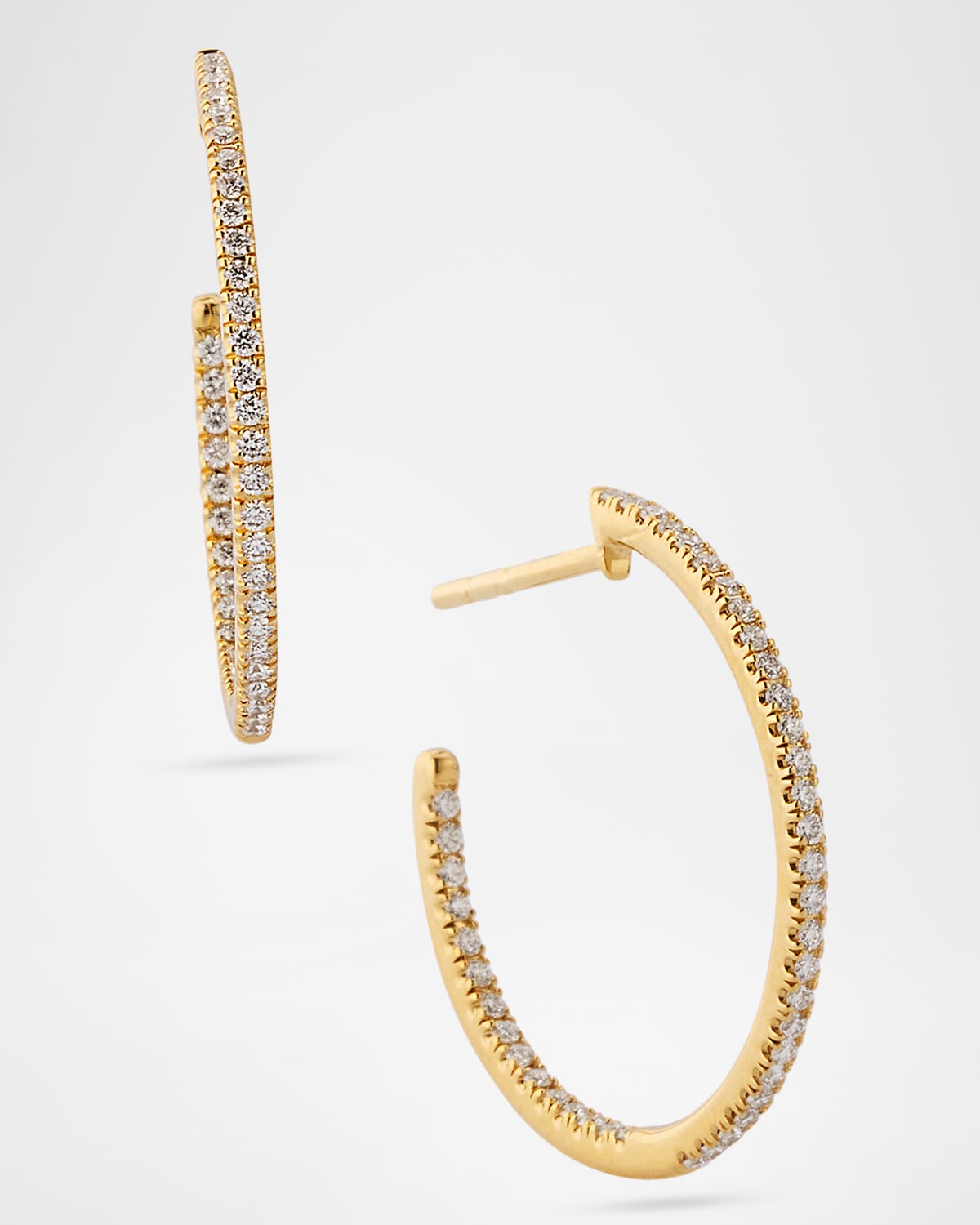 Sparkle 18K Yellow Gold Pave Diamond Inside Out Hoop Earrings