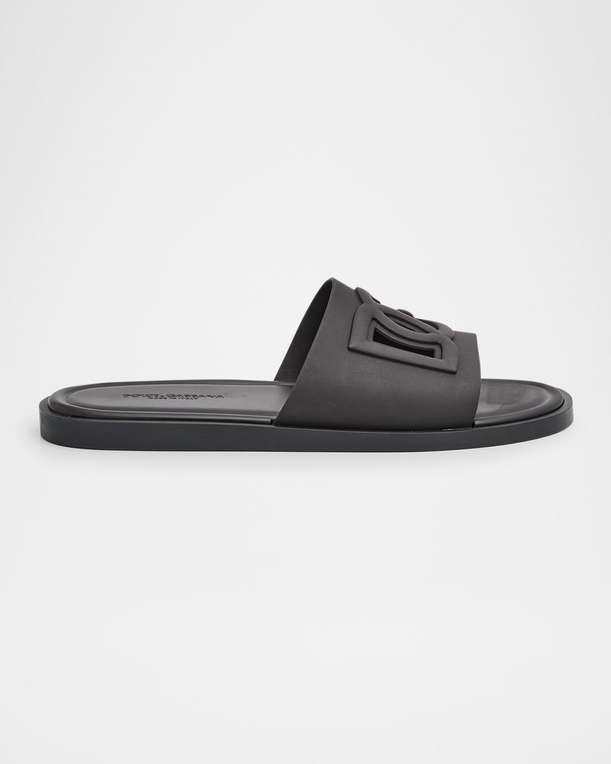 Shop Dolce & Gabbana Men's Rubber Beachwear Pool Slides In Black