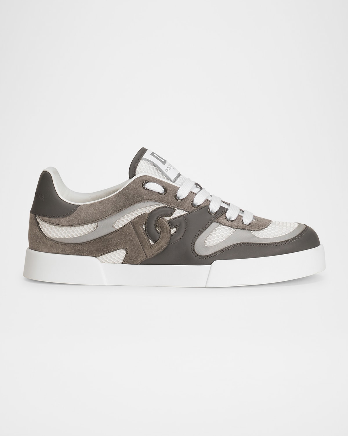 Dolce & Gabbana Strobel Portofino Light Sneaker In Calfskin In Bia/gri Sc