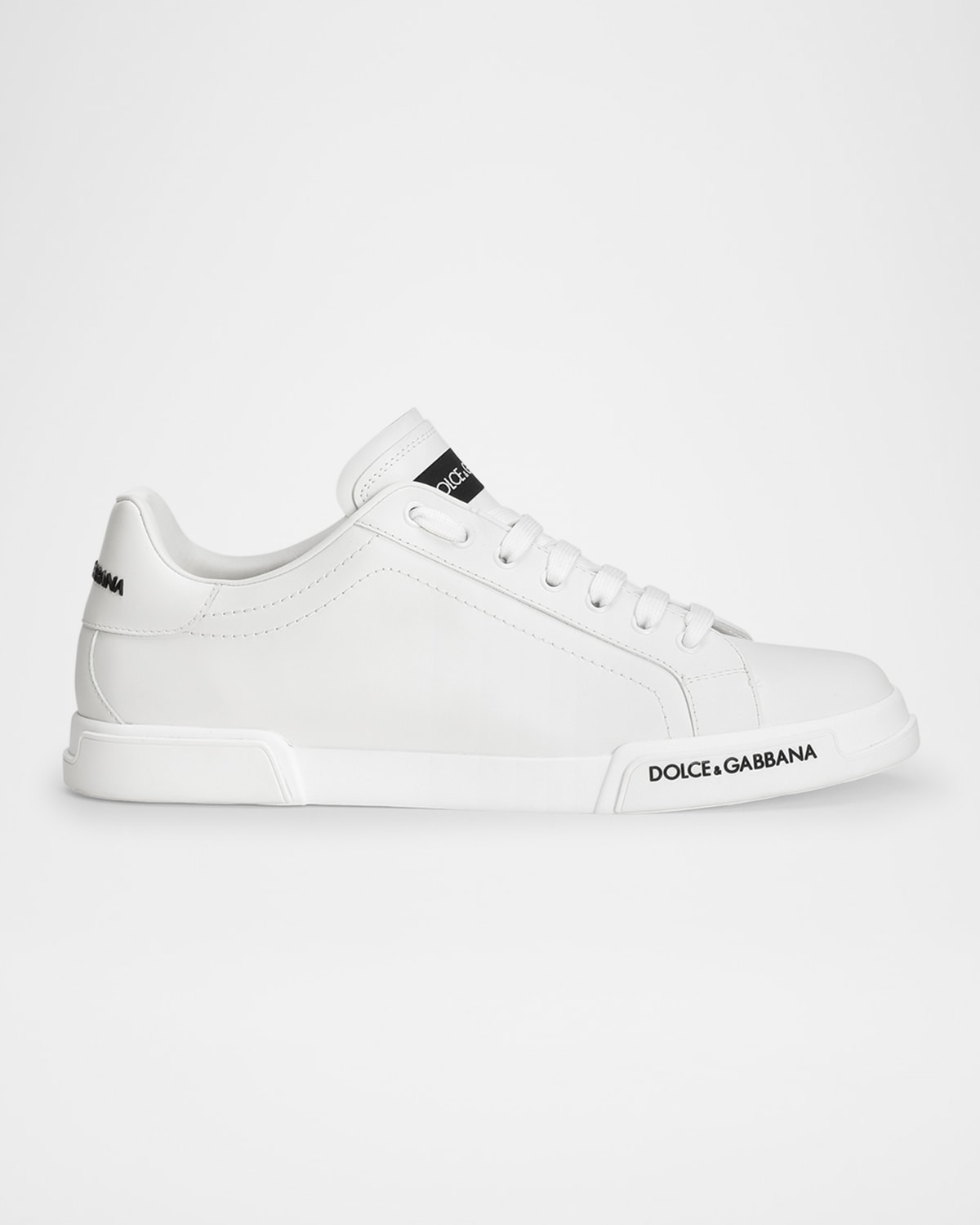 Dolce & Gabbana Men's Leather Low-top Sneakers In Bianco