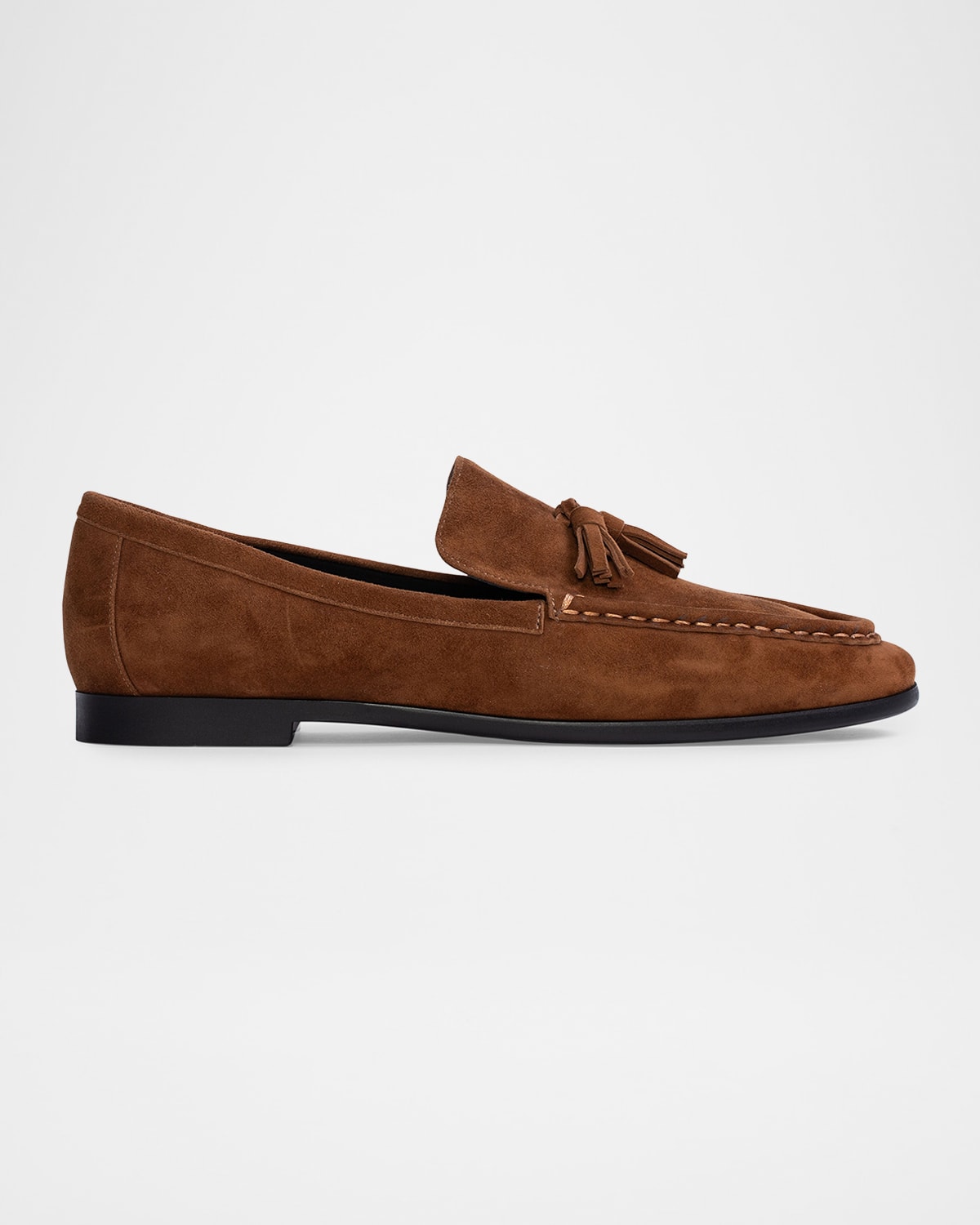 Black Suede Studio Suede Tassel Slip-on Loafers In Tobacco Kid Suede