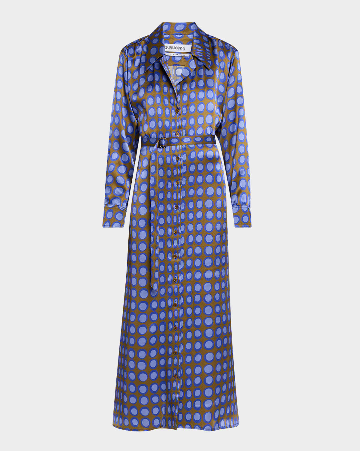 Wiggle Dot Belted Maxi Shirtdress