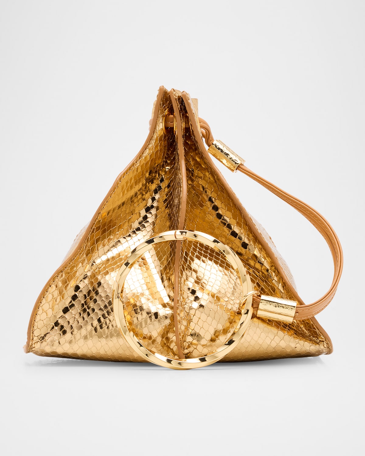 Adria Pleated Wave Snakeskin-Embossed Pochette Bag