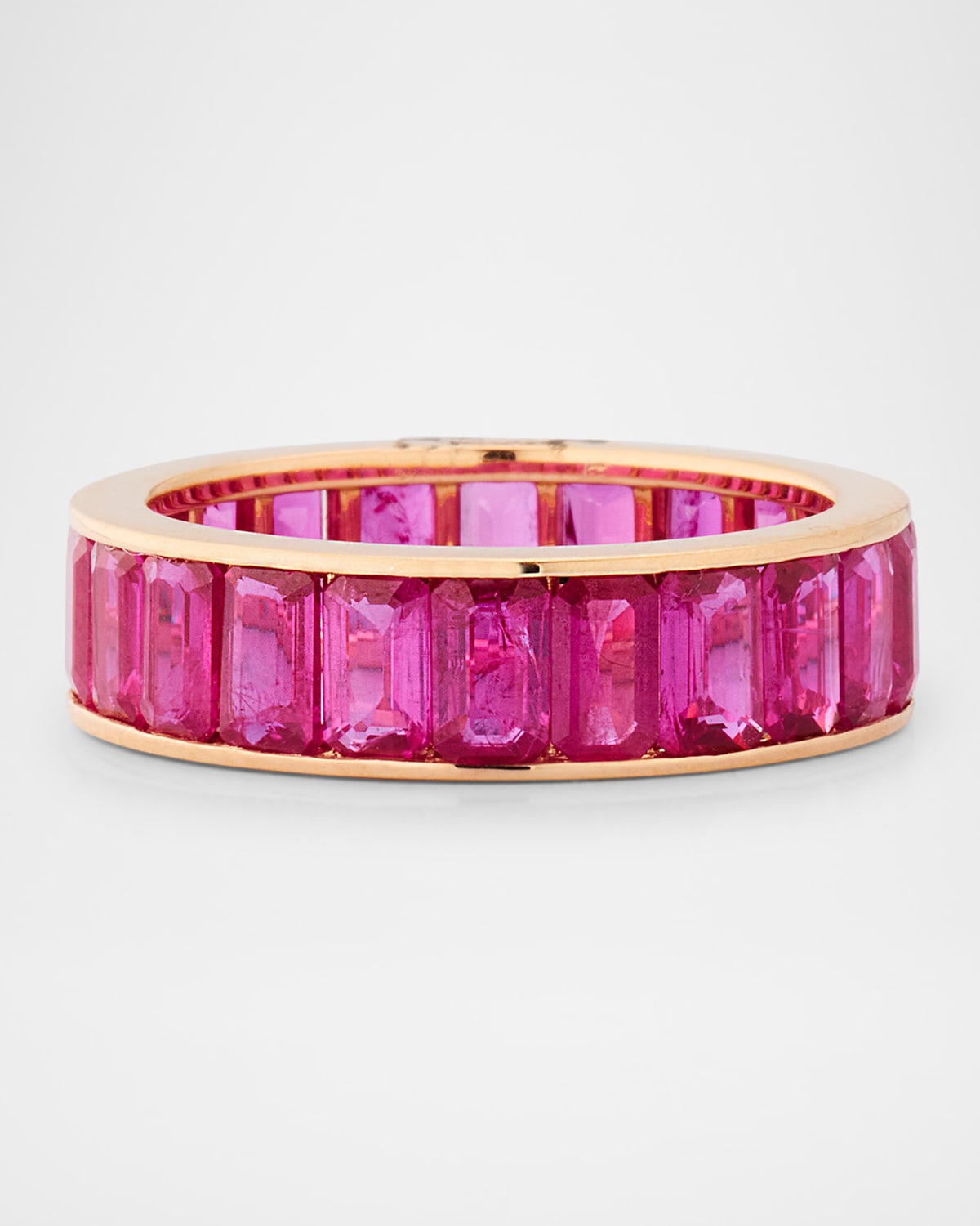 18K Rose Gold Pink Sapphire Eternity Band, Size 7.5