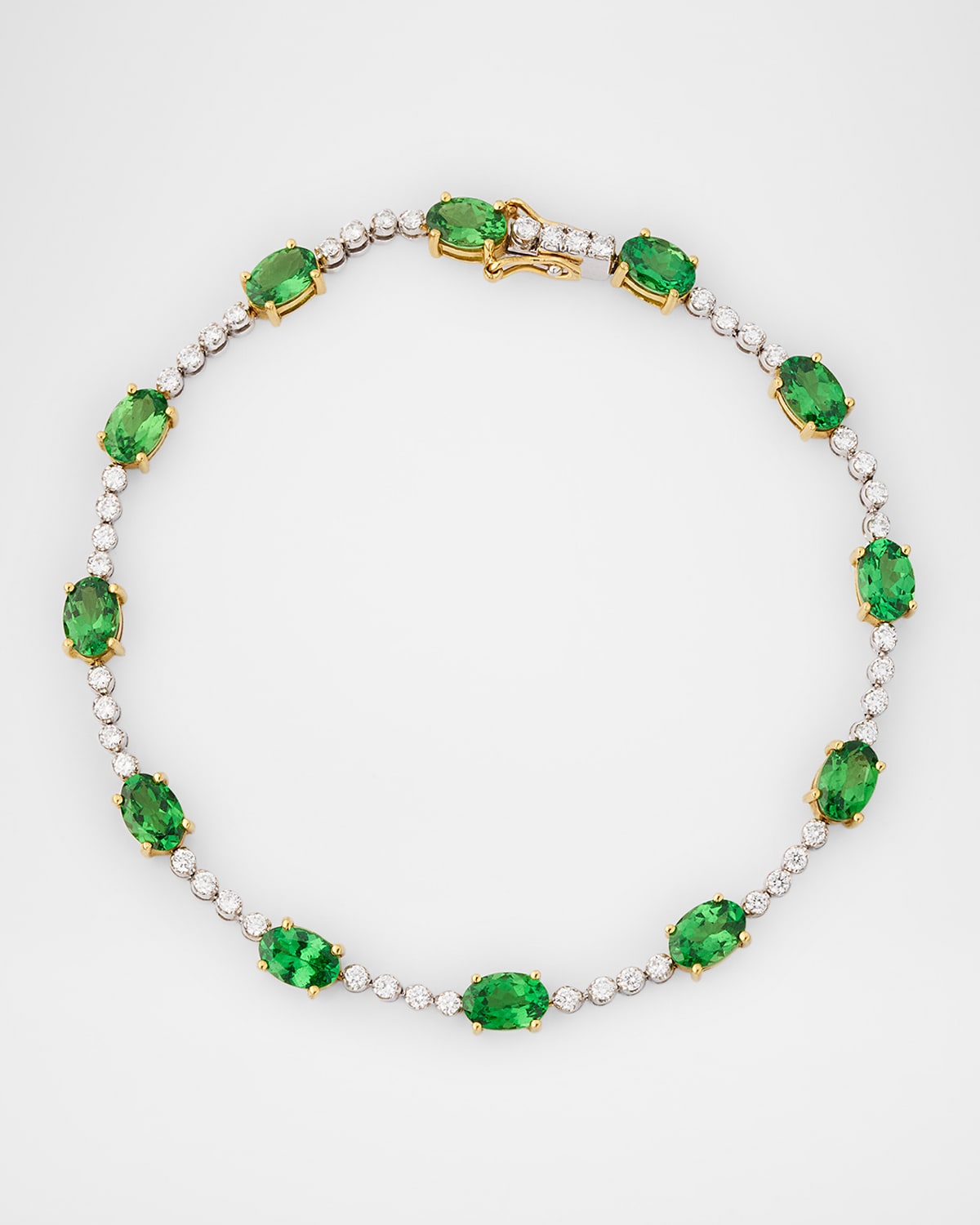 18K Gold Bracelet with Green Tsavorite and Diamonds