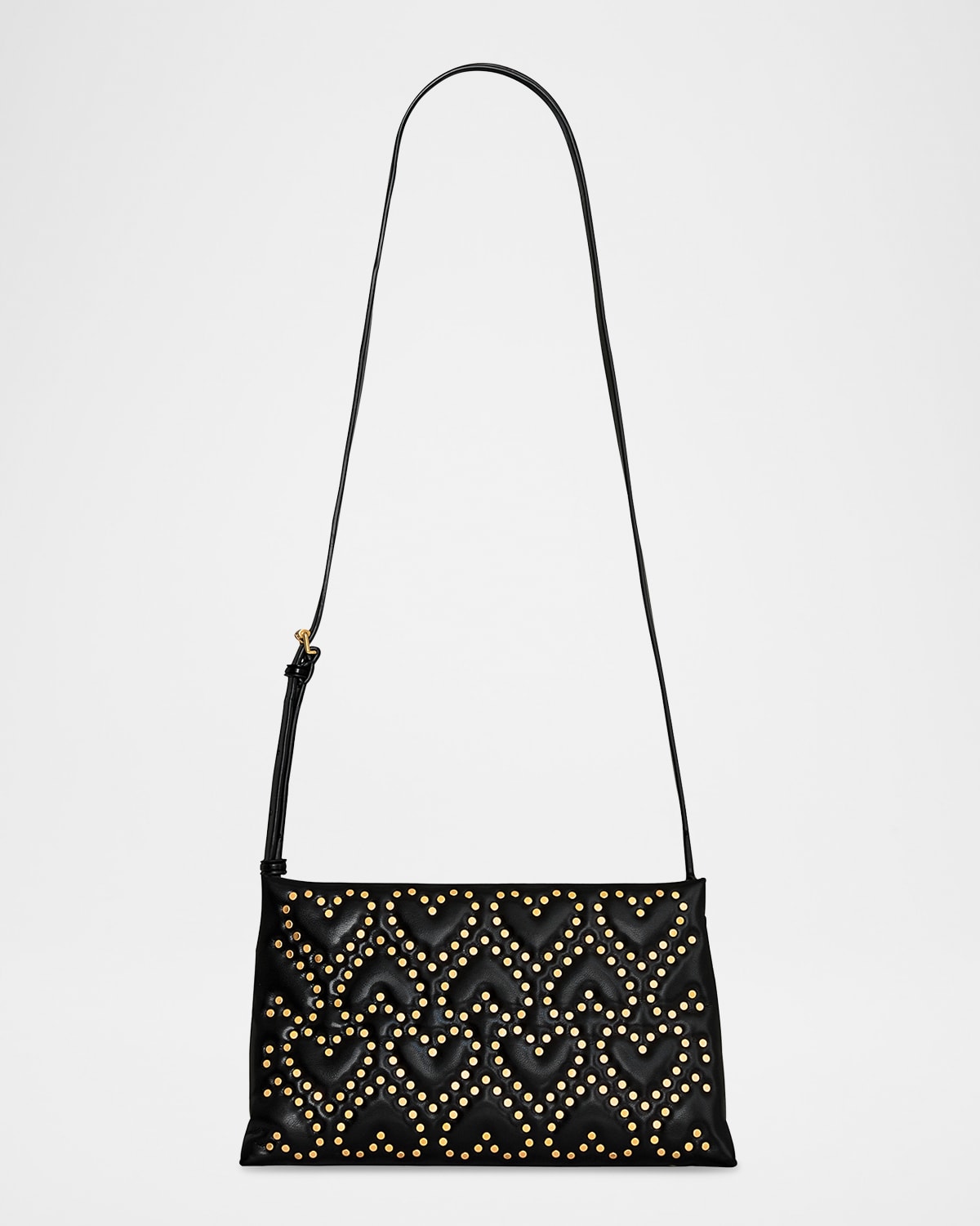 Rebecca Minkoff Heart Stud Quilted Faux Leather Crossbody Bag In Black