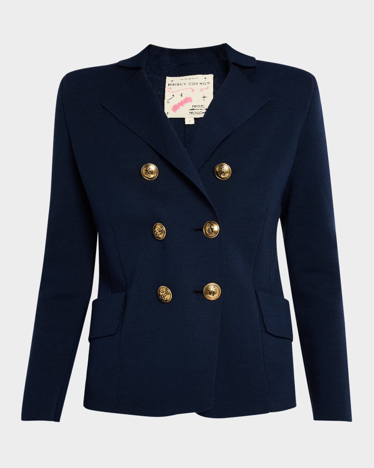 Maison Common Nautical Double-Breasted Merino Knit Jacket
