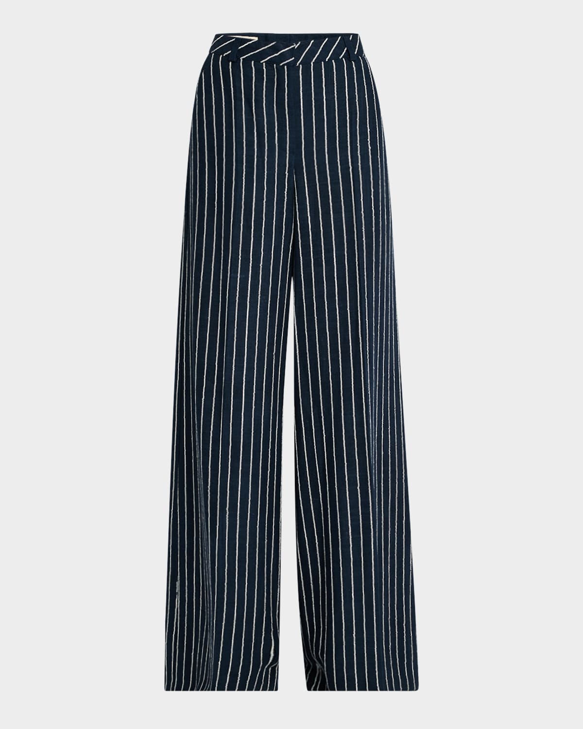 Maison Common Chain Pinstripe Full-Leg Pants