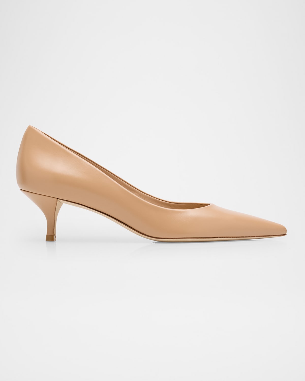 Stuart Weitzman Stuart Leather Kitten-heel Pumps In Adobe