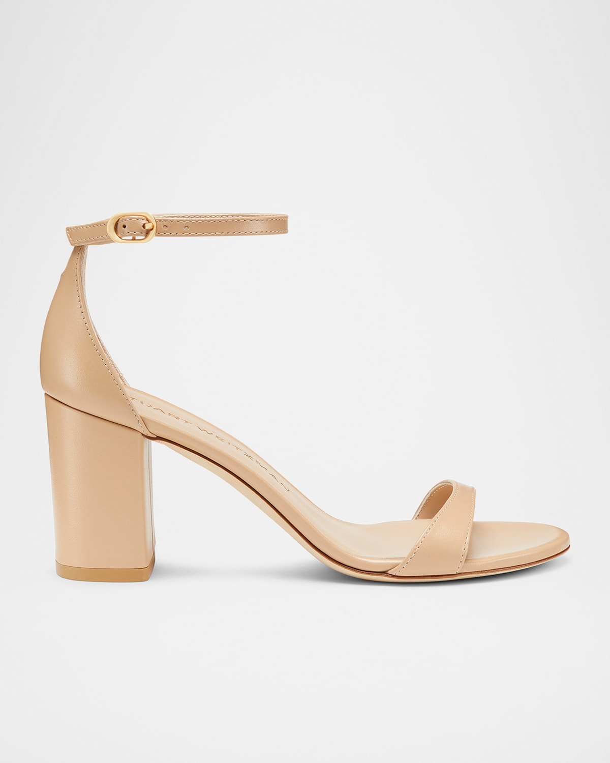 Stuart Weitzman Nudist Ii Leather Ankle-strap Sandals In Adobe