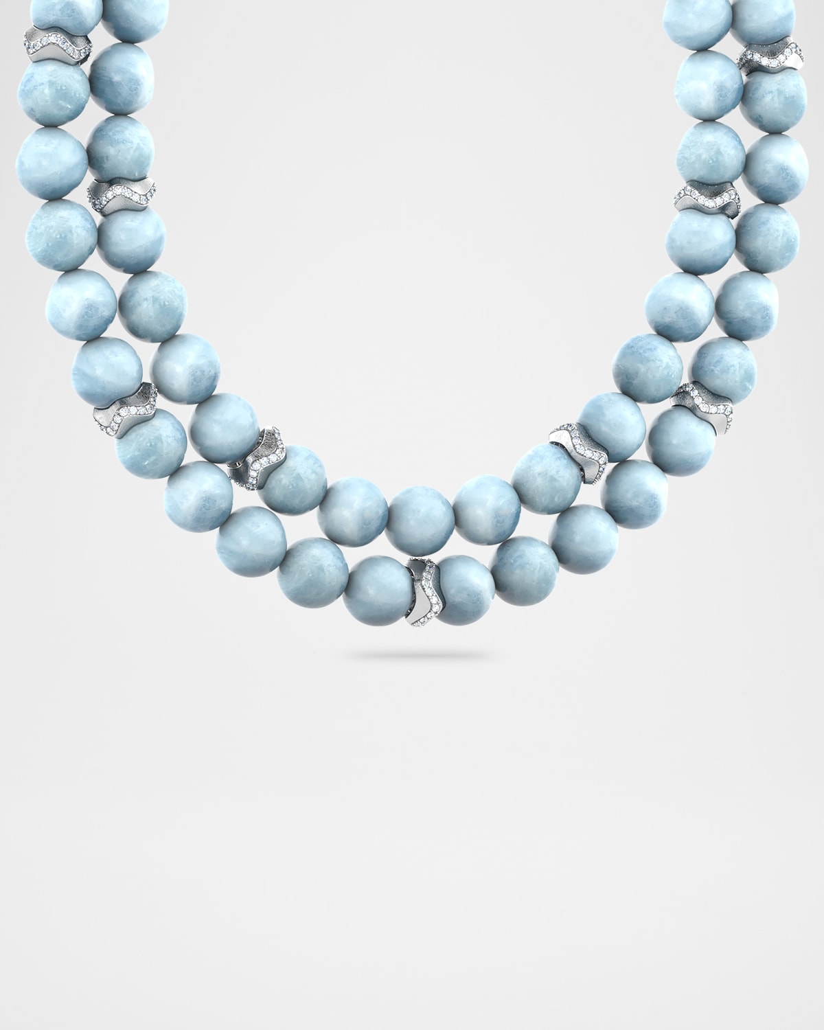 Cenote Aquamarine Double Bead Necklace with Diamonds
