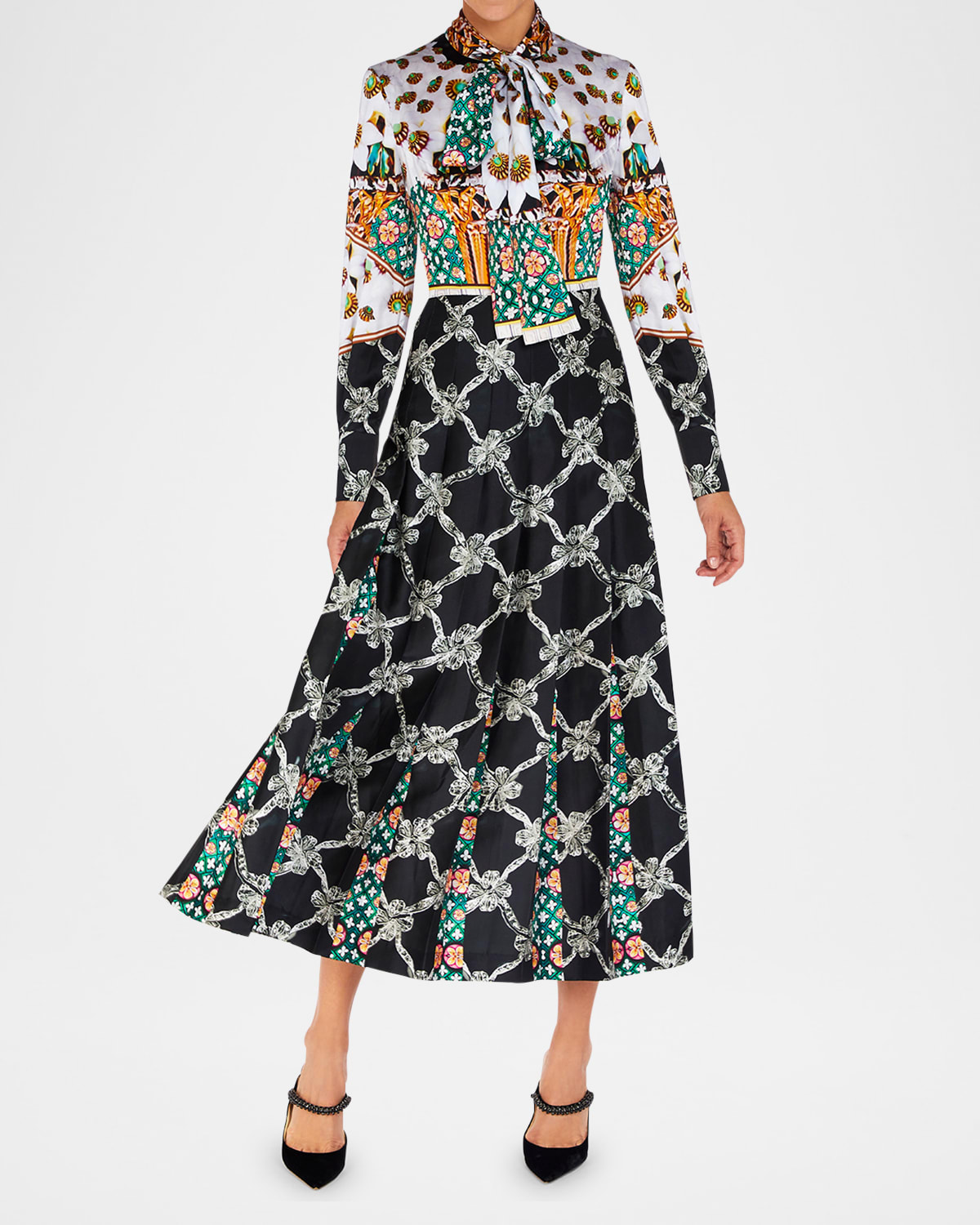 Mary Katrantzou Lexis Multi-print Eco Twill Midi Dress In Caramolengo Plexus Print