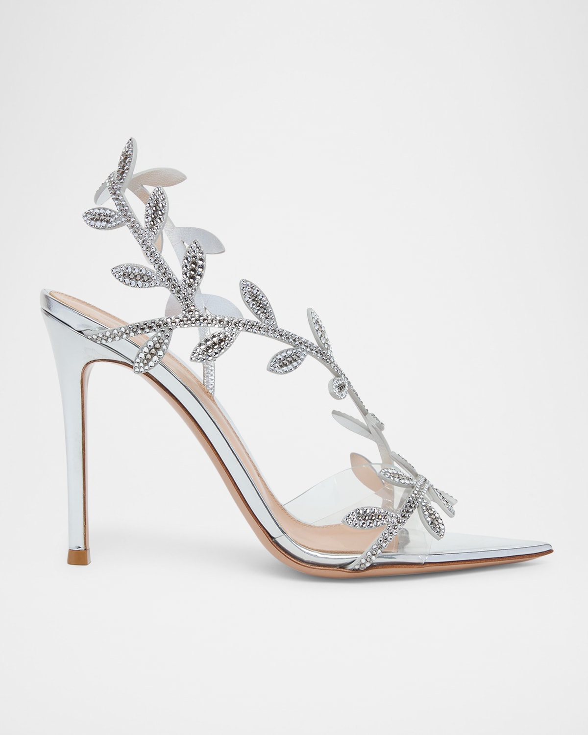Shop Gianvito Rossi Crystal Branch Slingback Cocktail Sandals In Silver