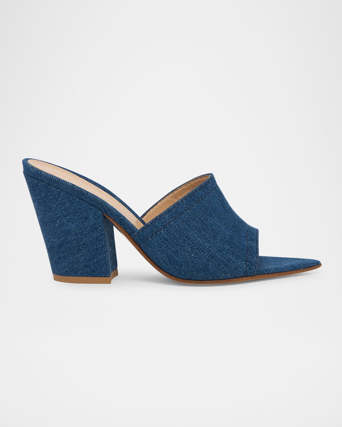 GIANVITO ROSSI DENIM BLOCK-HEEL MULE SANDALS 