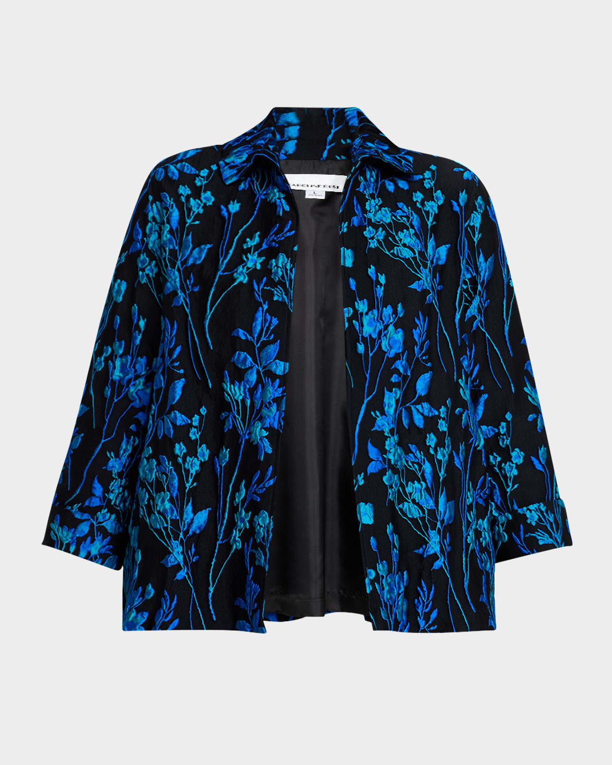 Plus Size Floral Jacquard Easy Jacket