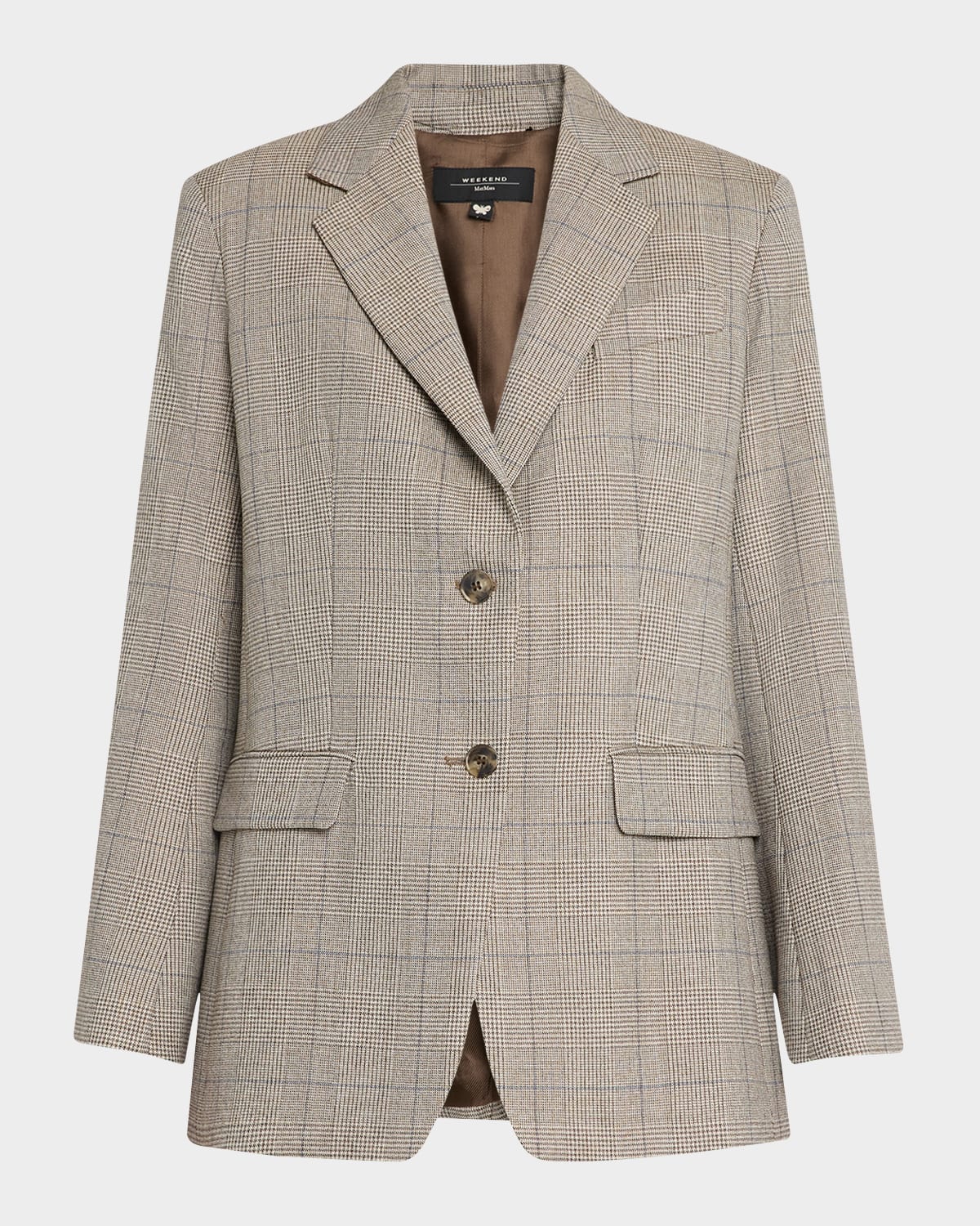 Weekend Max Mara Omens  Burgos Single-breasted Check-pattern Wool Blazer In Biscuit