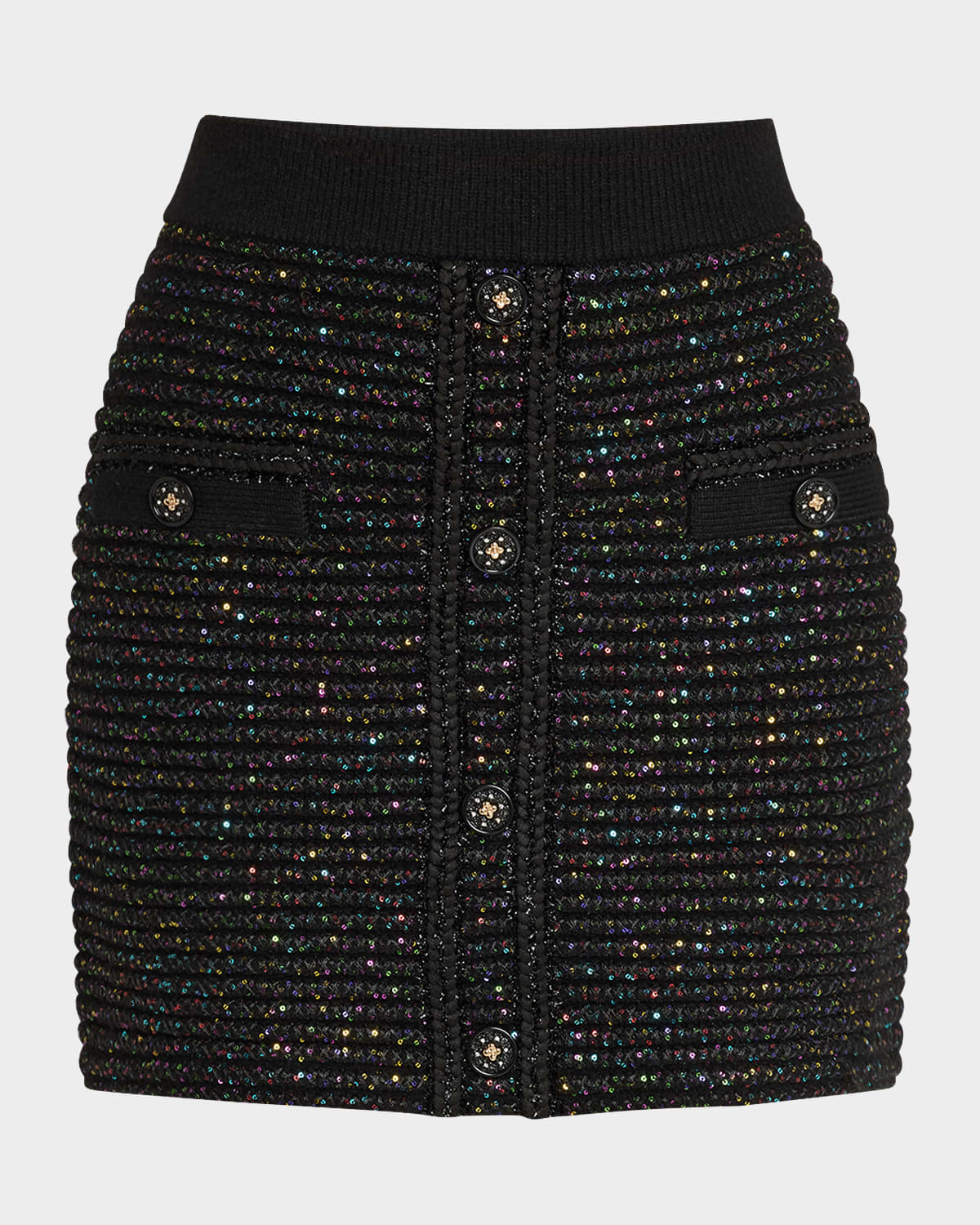 Sequin Textured-Knit Mini Skirt