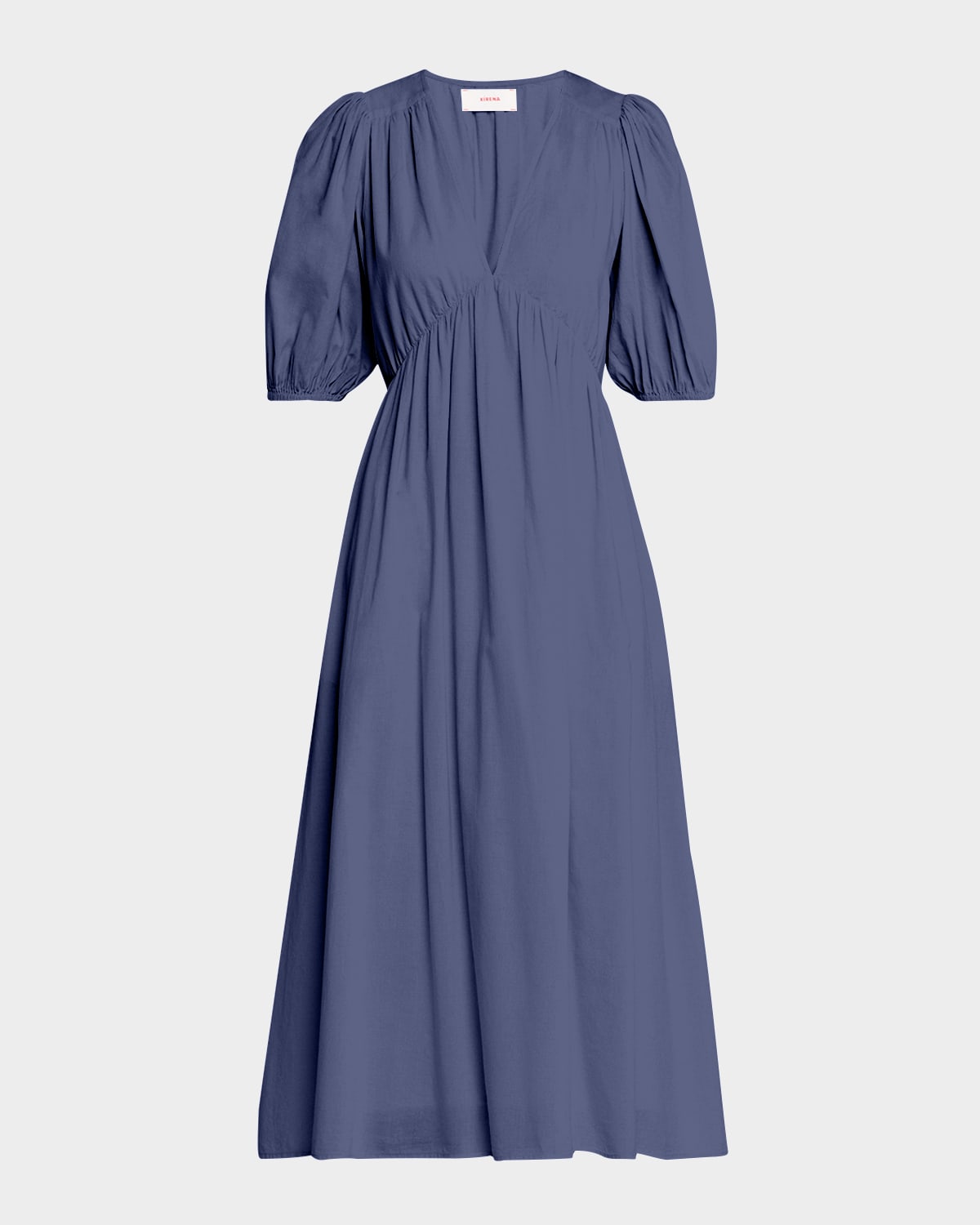 Blake Puff-Sleeve Cotton Empire Midi Dress