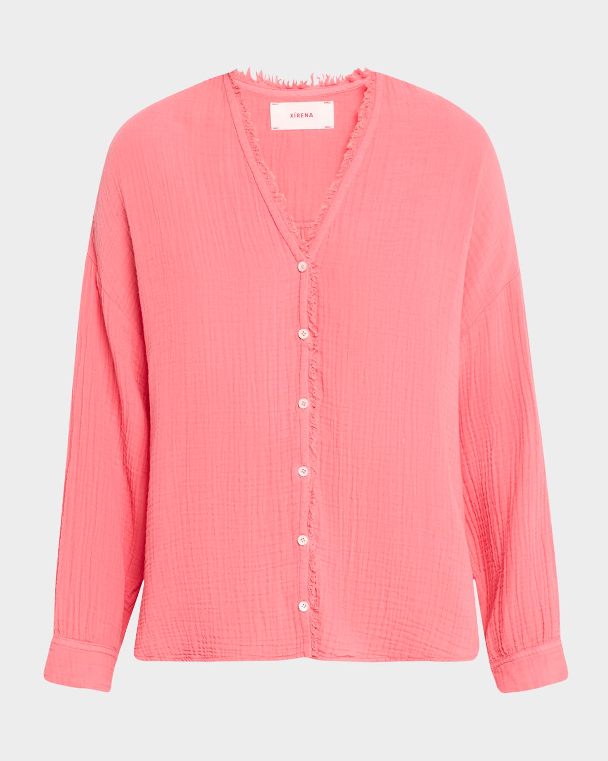 Shop Xirena Reagan Button-down Cotton Gauze Shirt In Sunset Coral