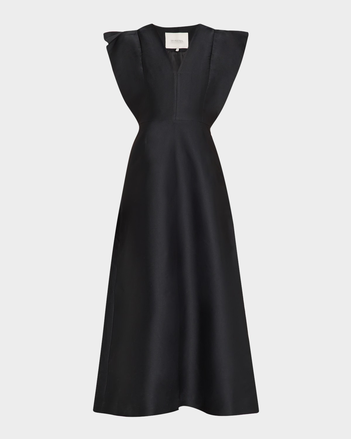Dea Kudibal Electra Ruffle Cap-sleeve Midi Dress In Black