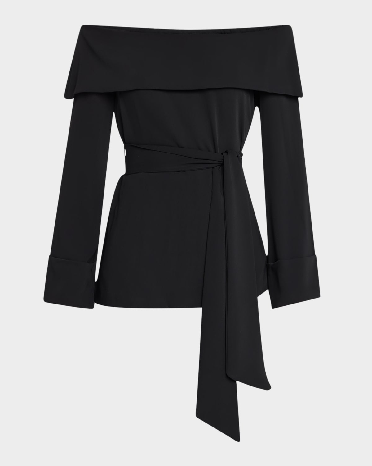 Trina Turk Lyndi Off-shoulder Foldover Top In Black