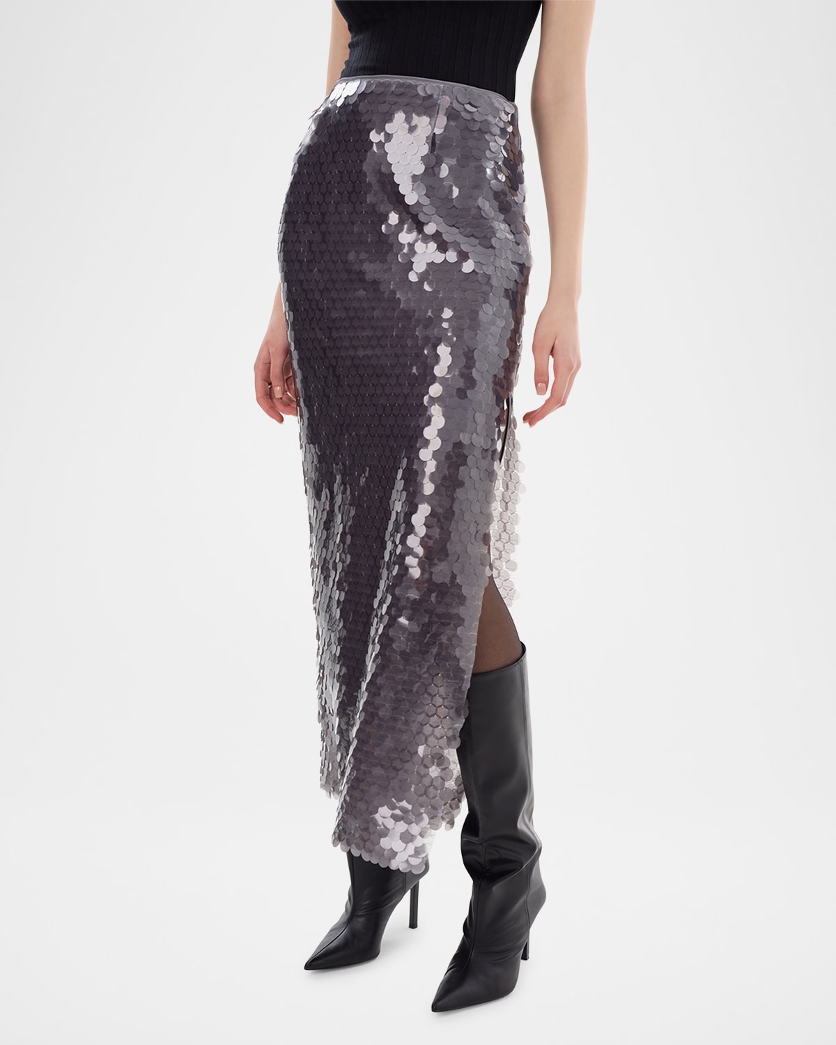 Clara Sequined Straight Midi Skirt