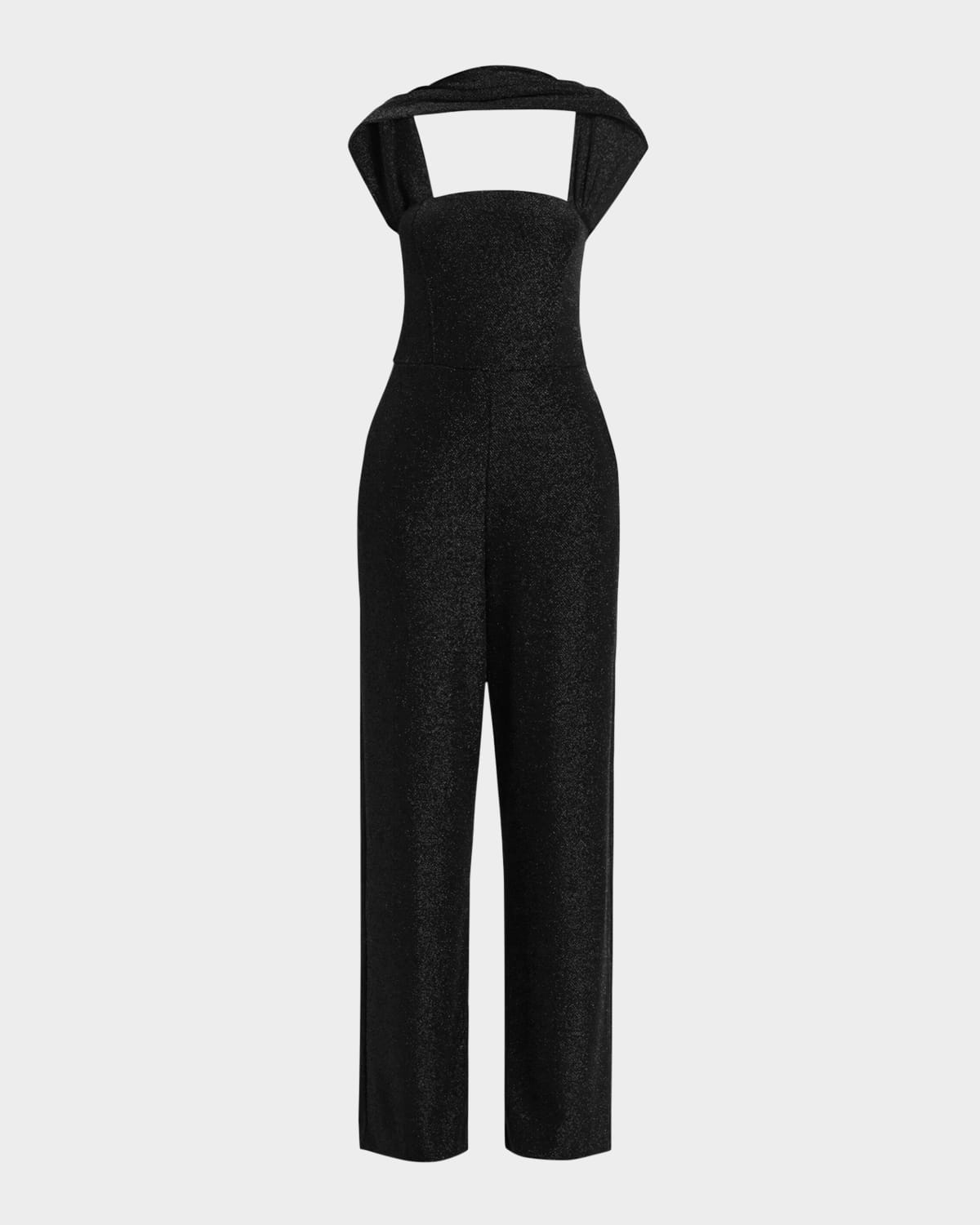 Lamarque Elora Metallic Halter Jumpsuit In Black