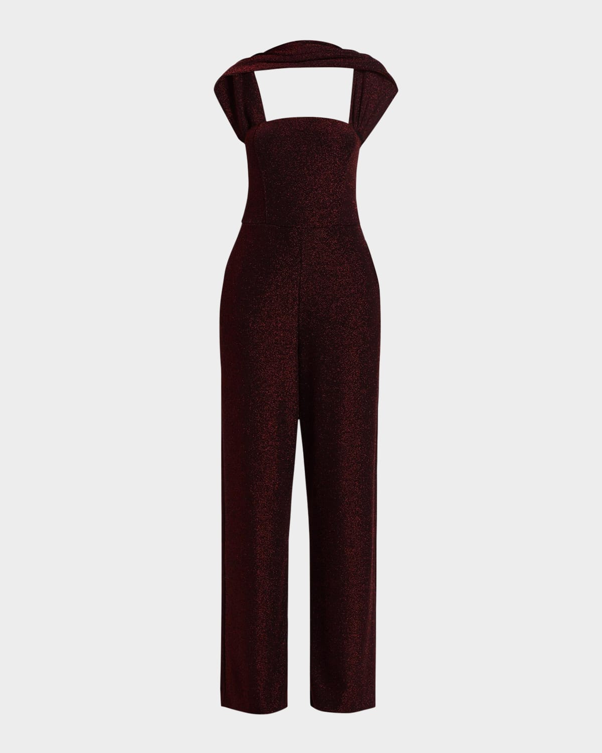 Lamarque Elora Metallic Halter Jumpsuit In Red