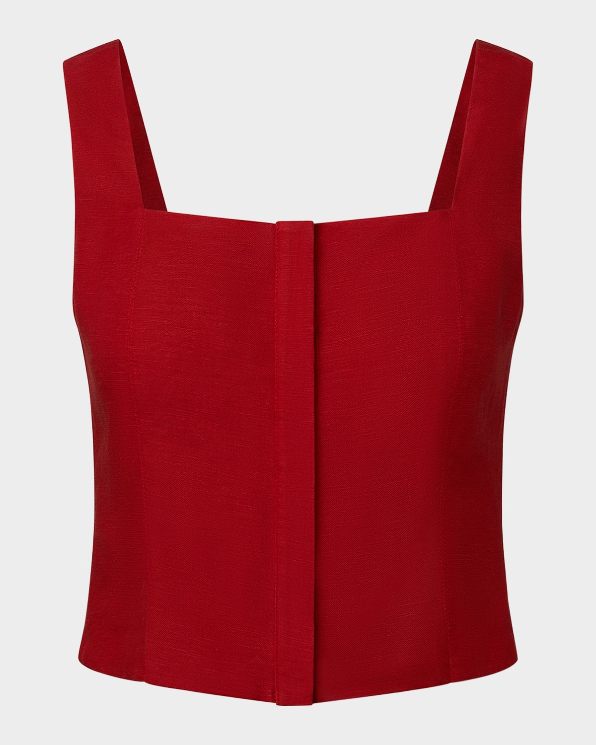 Shop Onia Air Linen Square-neck Top In Dark Red