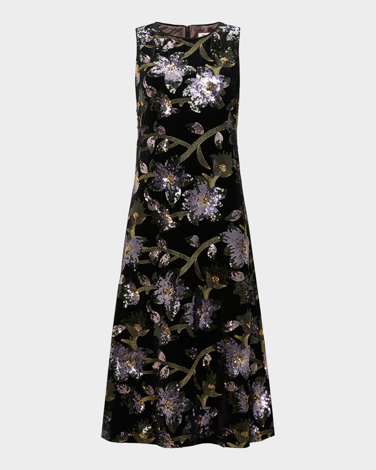 Diane Von Furstenberg Coral Sequined Floral Midi Dress In Sequin Floral