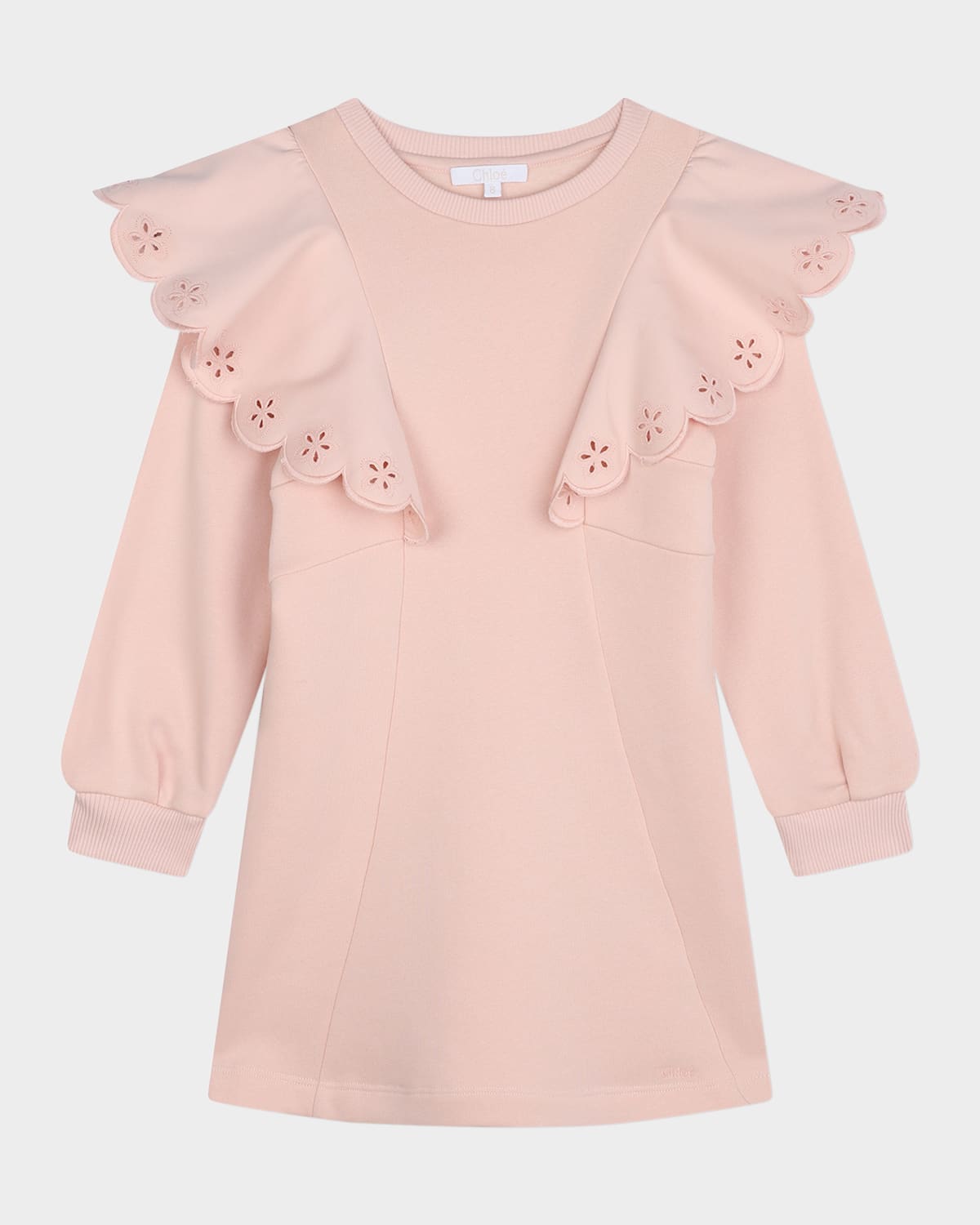 Chloé Girl's Scalloped Embroidered Dress In Pink  Washed Pink